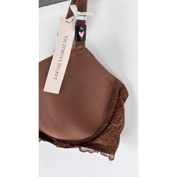 Victorias Secret Smooth Lace Lightly Lined Classic Demi Bra Womens 38B New Brown - Picture 3 of 9